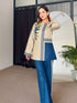 Beige Blue Woollen Coord Set